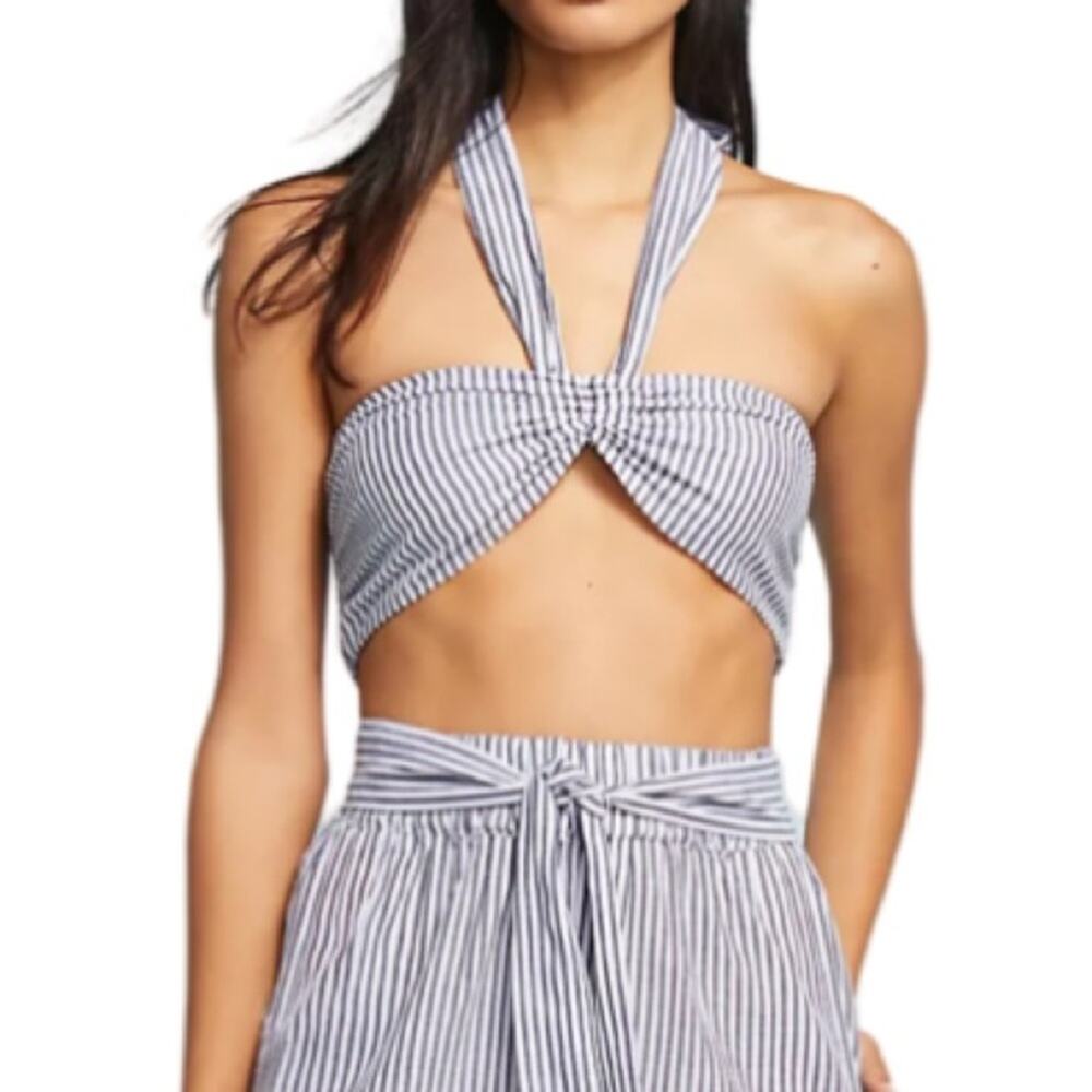 Mara Hoffman Pinstriped Bikini Crop Top Size S